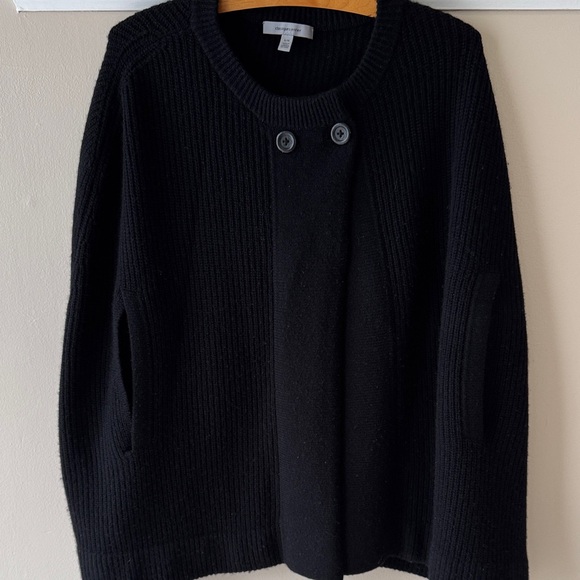 Classiques Entier Sweaters - Classics Entier Black Ribbed Knit Shawl/Cardigan